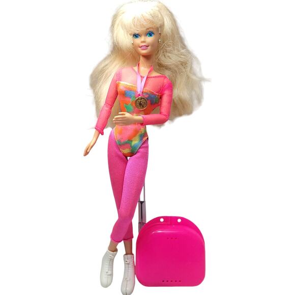 1993 Vintage Gymnast Barbie With Case 1994 Hot Skate Barbie - Picture 1 of 8